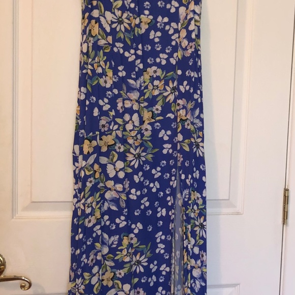 New Yumi Kim Blue Floral Sleeveless Maxi Dress with Side Slit High End Designer - Picture 2 of 7